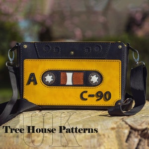 Handmade leather cassette tape crossbody bag, retro style leather shoulder bag image 5