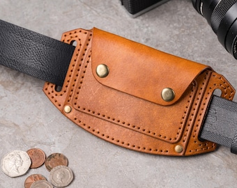 Personalized Leather Belt Wallet: Handmade Full Grain Travel Card Holder