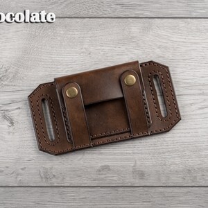 Cartera de cinturón de cuero hecha a mano, billetera pequeña de cuero con bolsillo para monedas, billetera de viaje de cuero, tarjetero de cuero, billetera de cintura, bolsa de cinturón Chocolate