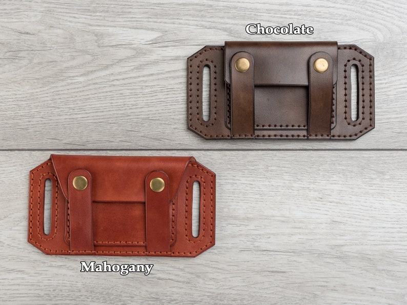 Cartera de cinturón de cuero hecha a mano, billetera pequeña de cuero con bolsillo para monedas, billetera de viaje de cuero, tarjetero de cuero, billetera de cintura, bolsa de cinturón imagen 2