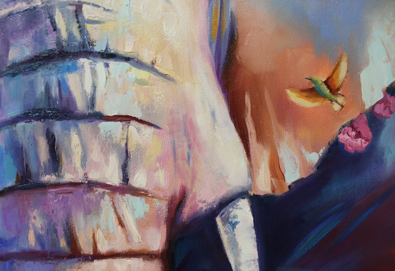Colorful elephant painting Modern Multicolor animals art oil on canvas Elephant Artwork Elephant decor Indian art Nursery elephant fine art.