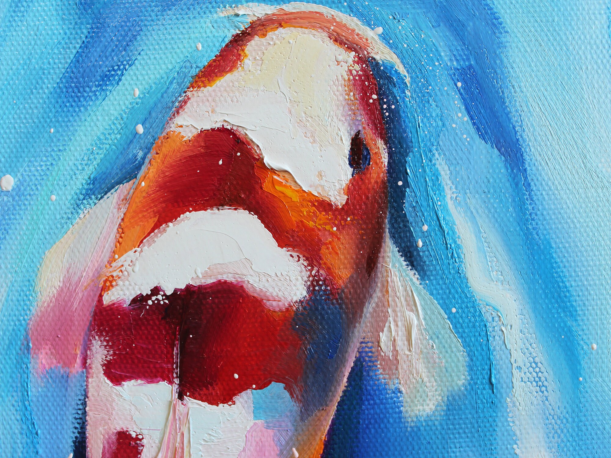 Koi fish oil painting on canvas Carp original art 20/20 inch. Etsy