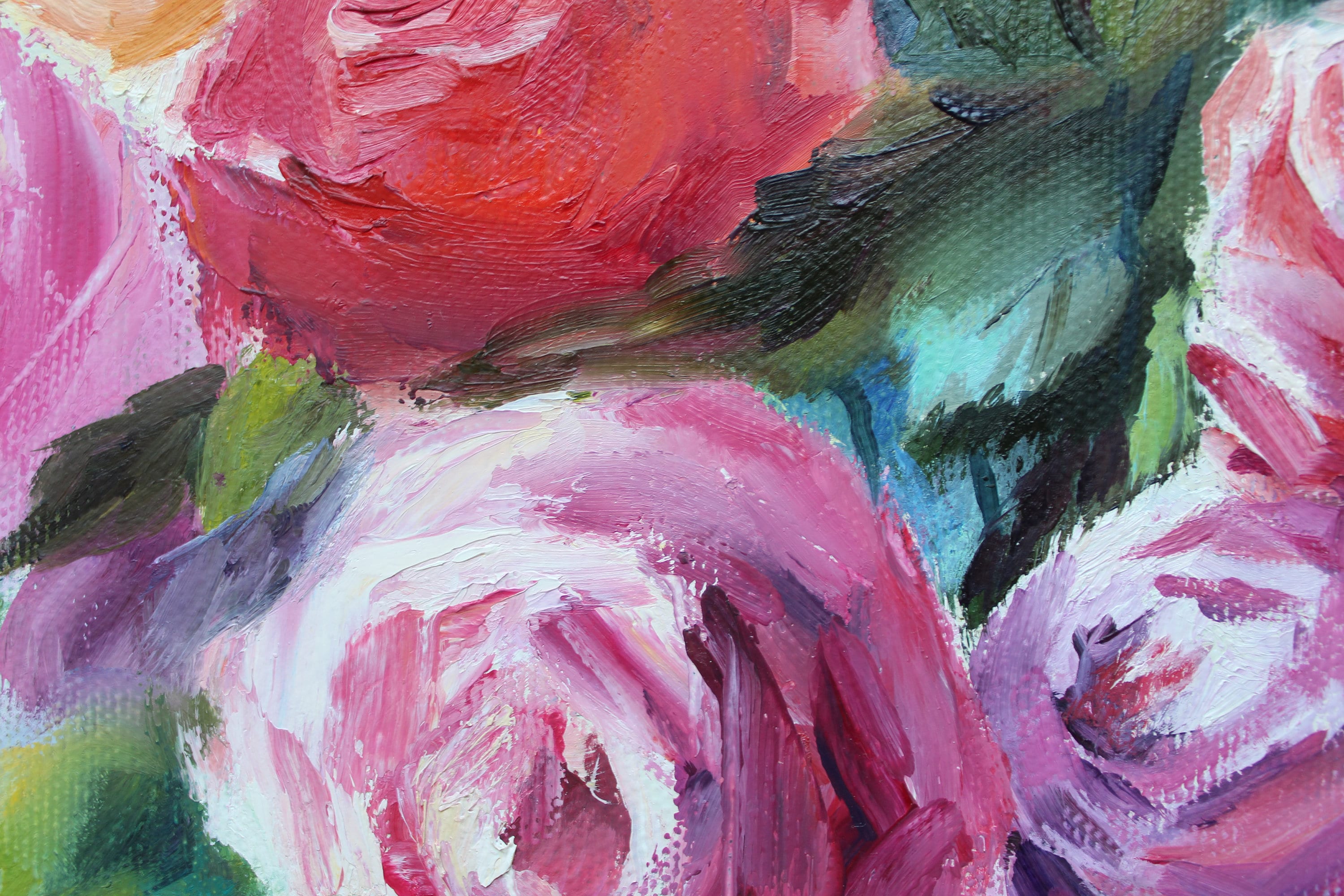 Rose Original Gemälde Öl auf Leinwand Blumen Kunst Rosen in | Etsy