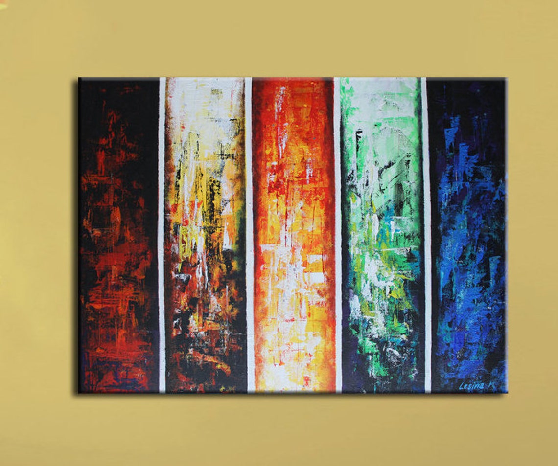 Geometric painting on canvas Colorful abstract wall decor Etsy