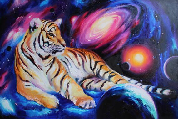 Colorful Tiger Painting Colorful Animals Oil Painting On Etsy