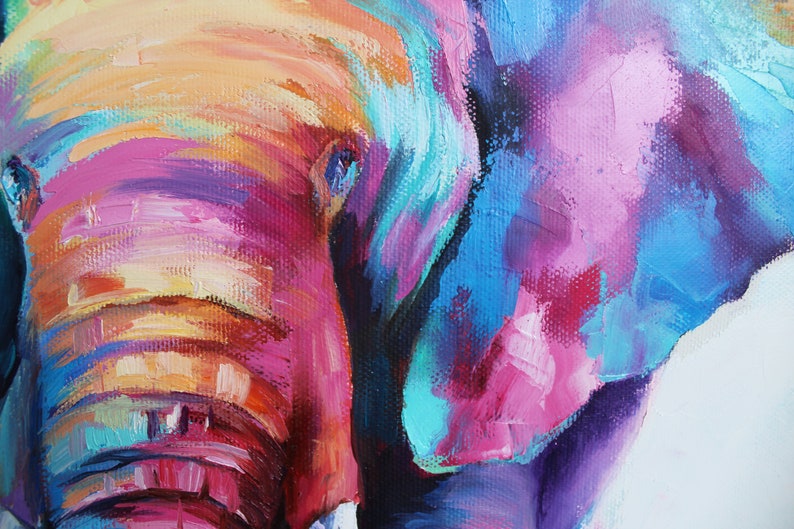 Colorful Elephant Painting Elephant Wall Art Animals Etsy