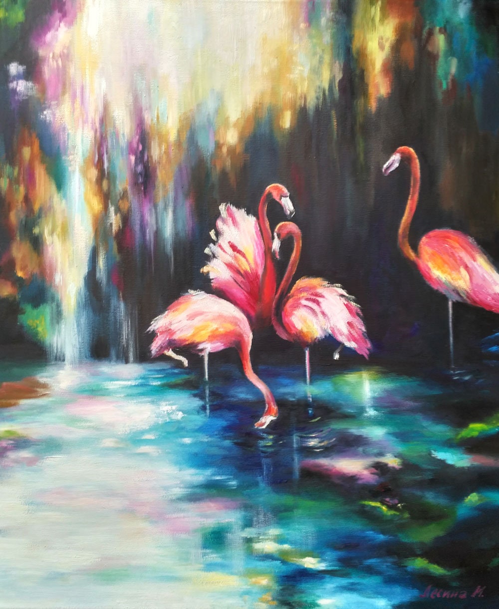 Birds art Flamingo Pink Art Wild nature Home Decor Wall Art Living Room Wall Decor Canvas Prints