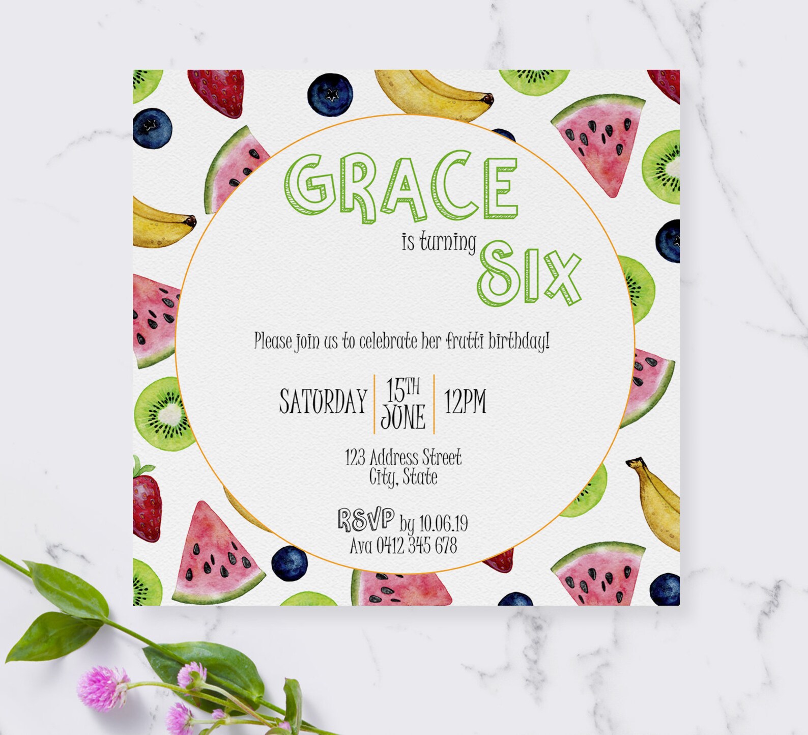 Fruit Salad Invitation frutti birthday invitation colorful Etsy