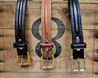 1.25" Full Grain Leather Raised Dress Belt: Heavy Duty, Handmade USA