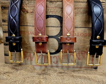 Cinturón de cuero de plena flor: Cinturón de trabajo resistente de 1,5" fabricado en EE. UU.