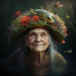 Wall painting for the interior &quot;Mistress of the River&quot; portrait