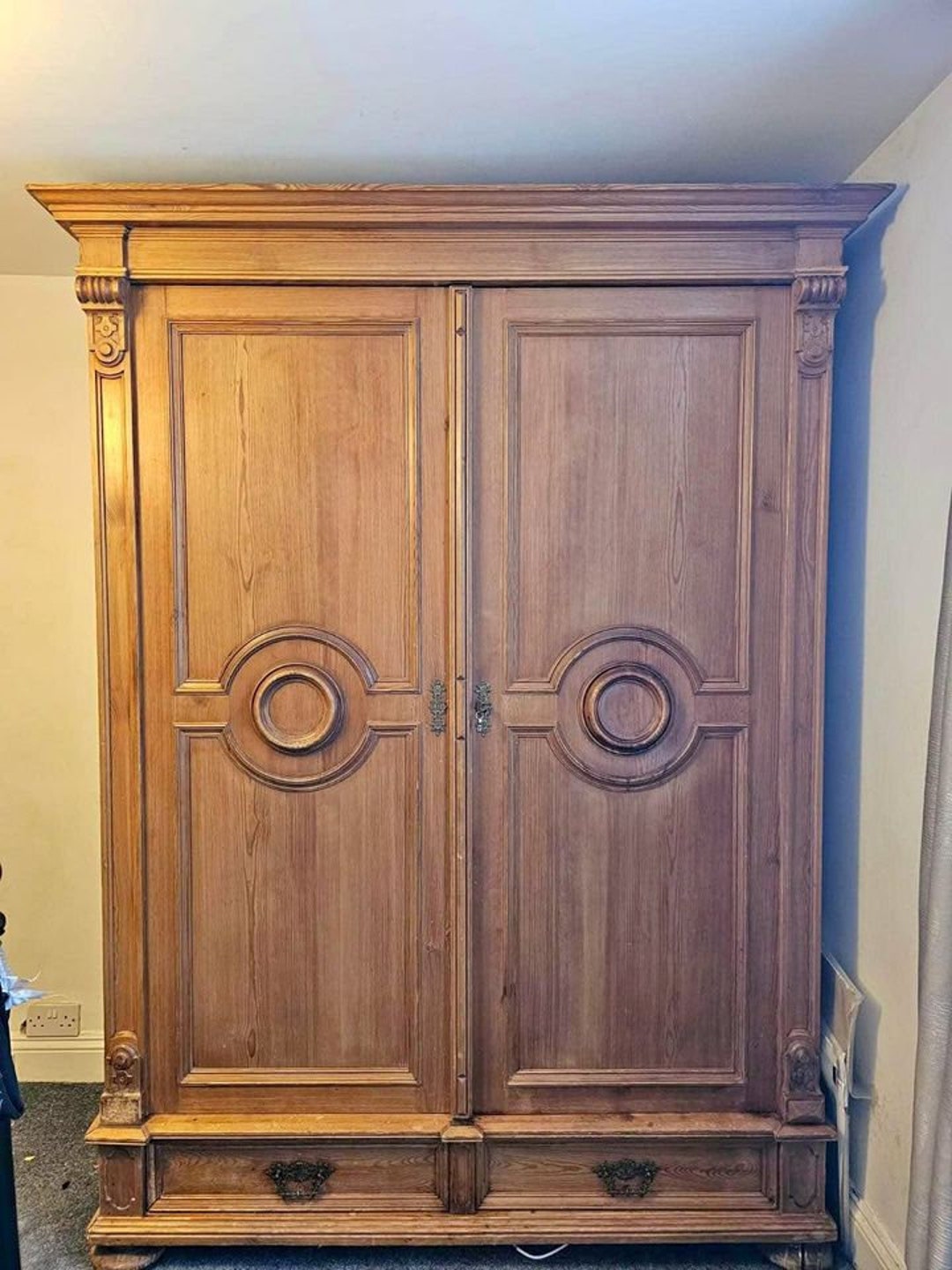 Antique Pine Knockdown Wardrobe With Key Large Storage Capacity Etsy UK