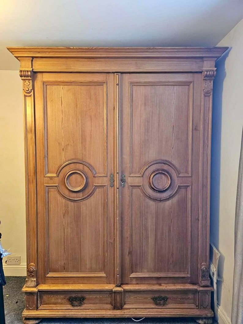 Antique Pine Knockdown Wardrobe With Key Large Storage Capacity Etsy UK