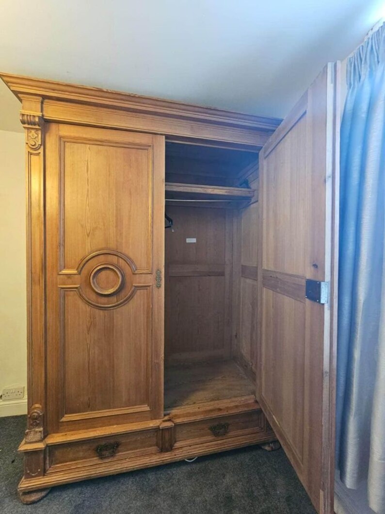 Antique Pine Knockdown Wardrobe With Key Large Storage Capacity Etsy UK