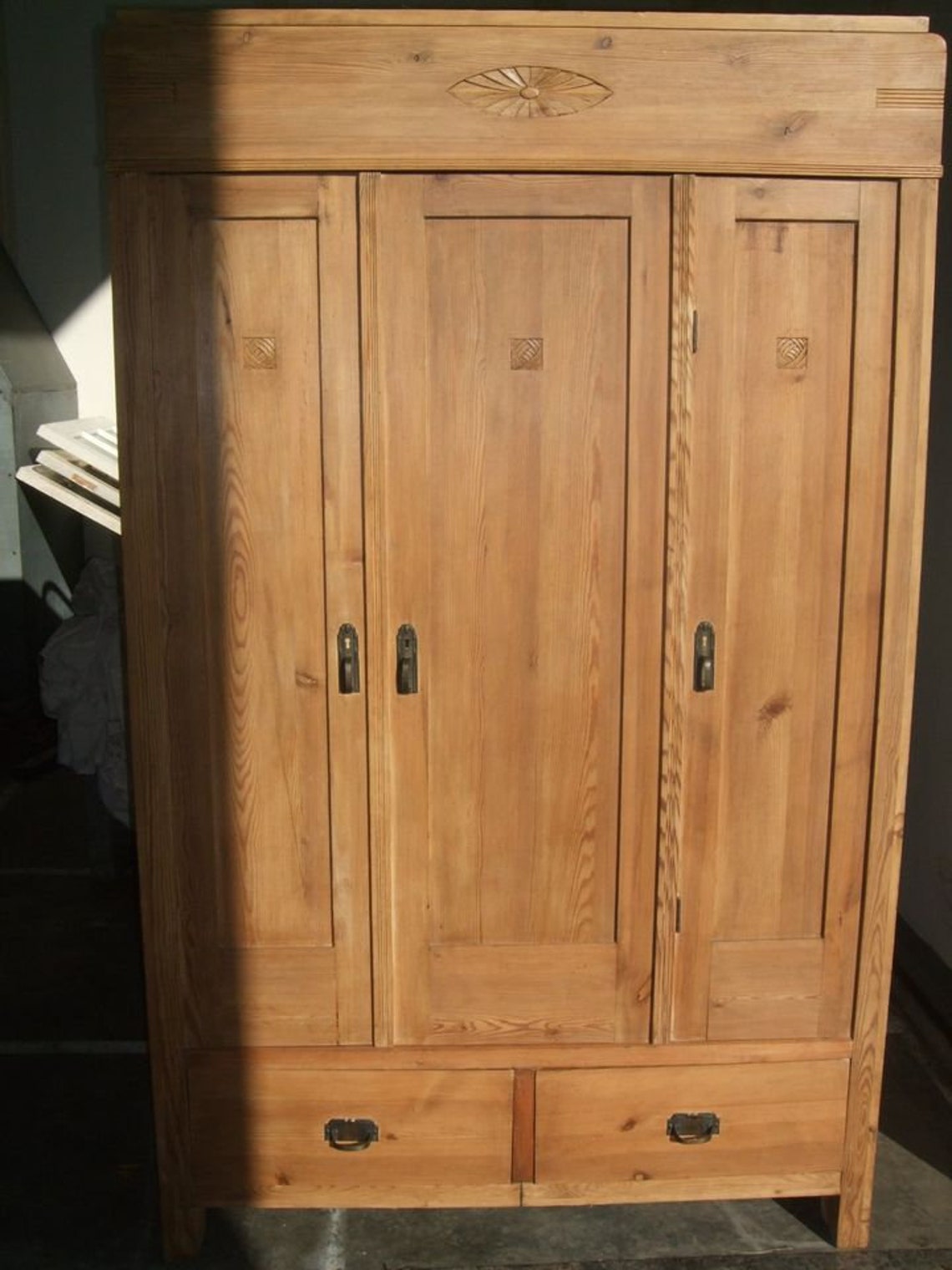 Antique pine wardrobe 3 Doors Triple Knockdown Style Easily Etsy