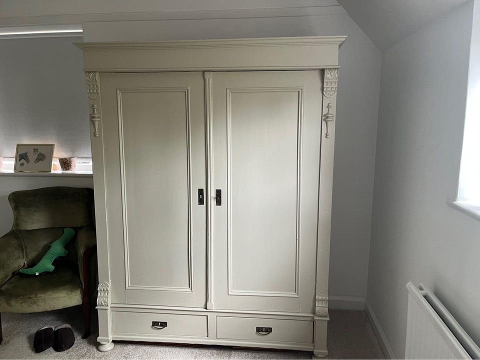 Antique Pine Knockdown Wardrobe Armoire Gustavian Style Original Lock