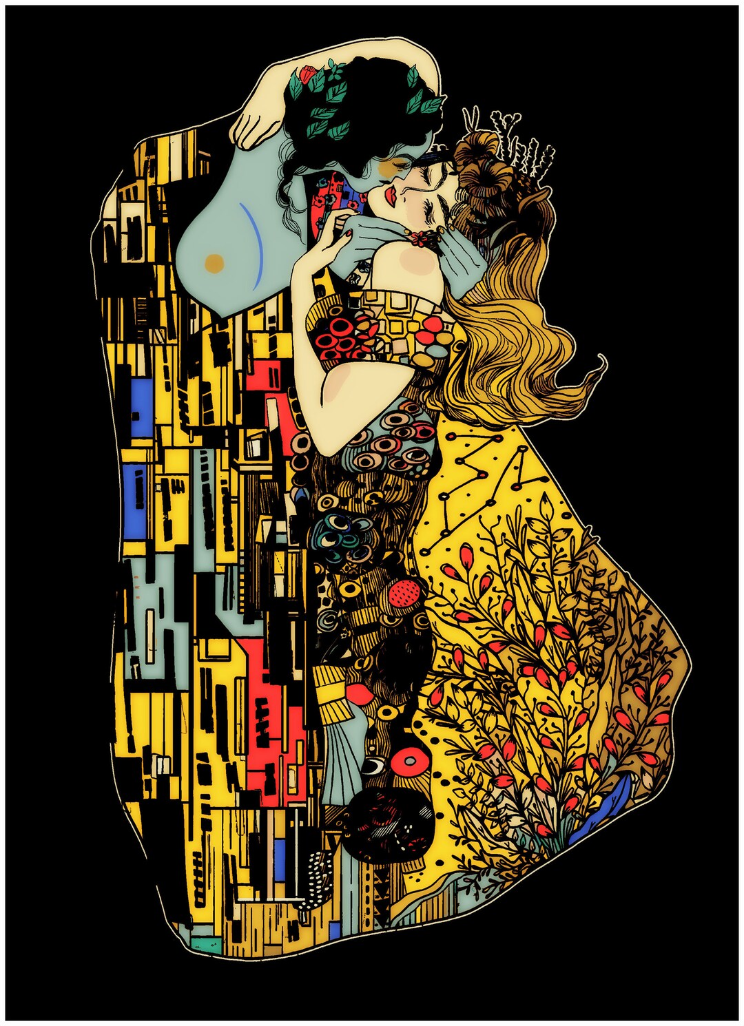 The Kiss - Print - Etsy