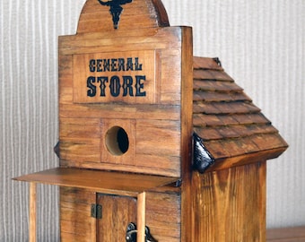 Western Style Americana Birdhouse By Old Dakota. General Store. Solid Wood