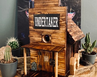 Halloween Old West Undertaker Western Style Americana Birdhouse By Old Dakota. Solid Wood