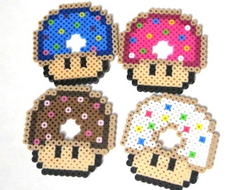 Pärlpärlor Nintendo Svamp Donut Huvuden Ornament