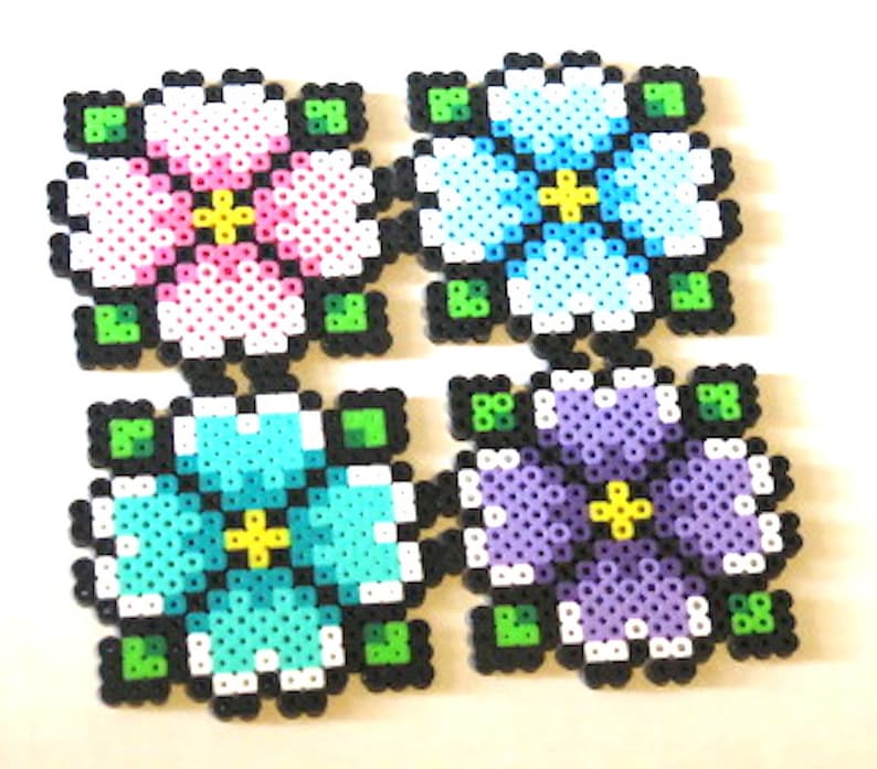 Perler Beads Flower Coaster Magnet or Keychain