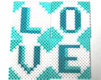 Perler Beads Set de 4 Love Coasters