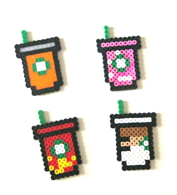 Perler Beads Starbucks Iced Coffee Keychain or Etsy