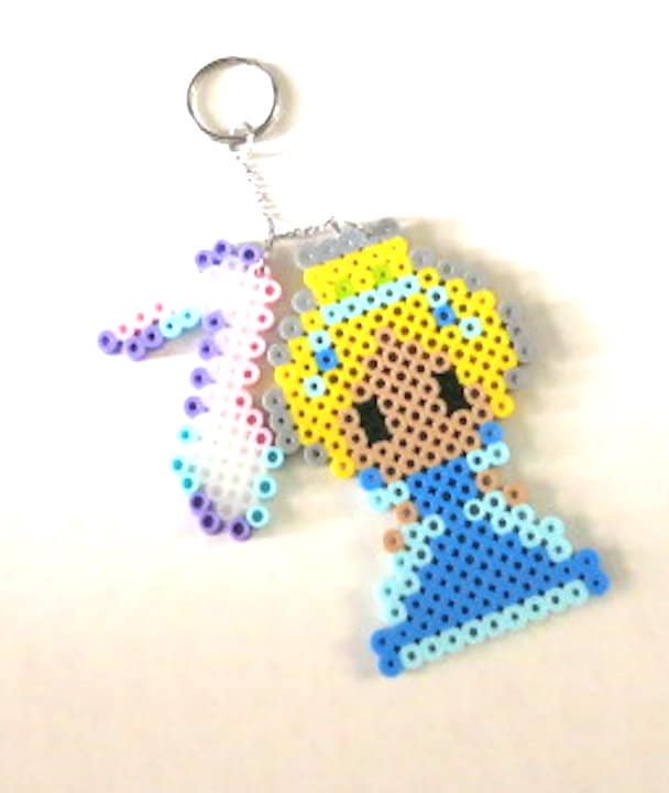 Perler Bead Disney Cinderella W/ Glass Slipper Keychain Etsy