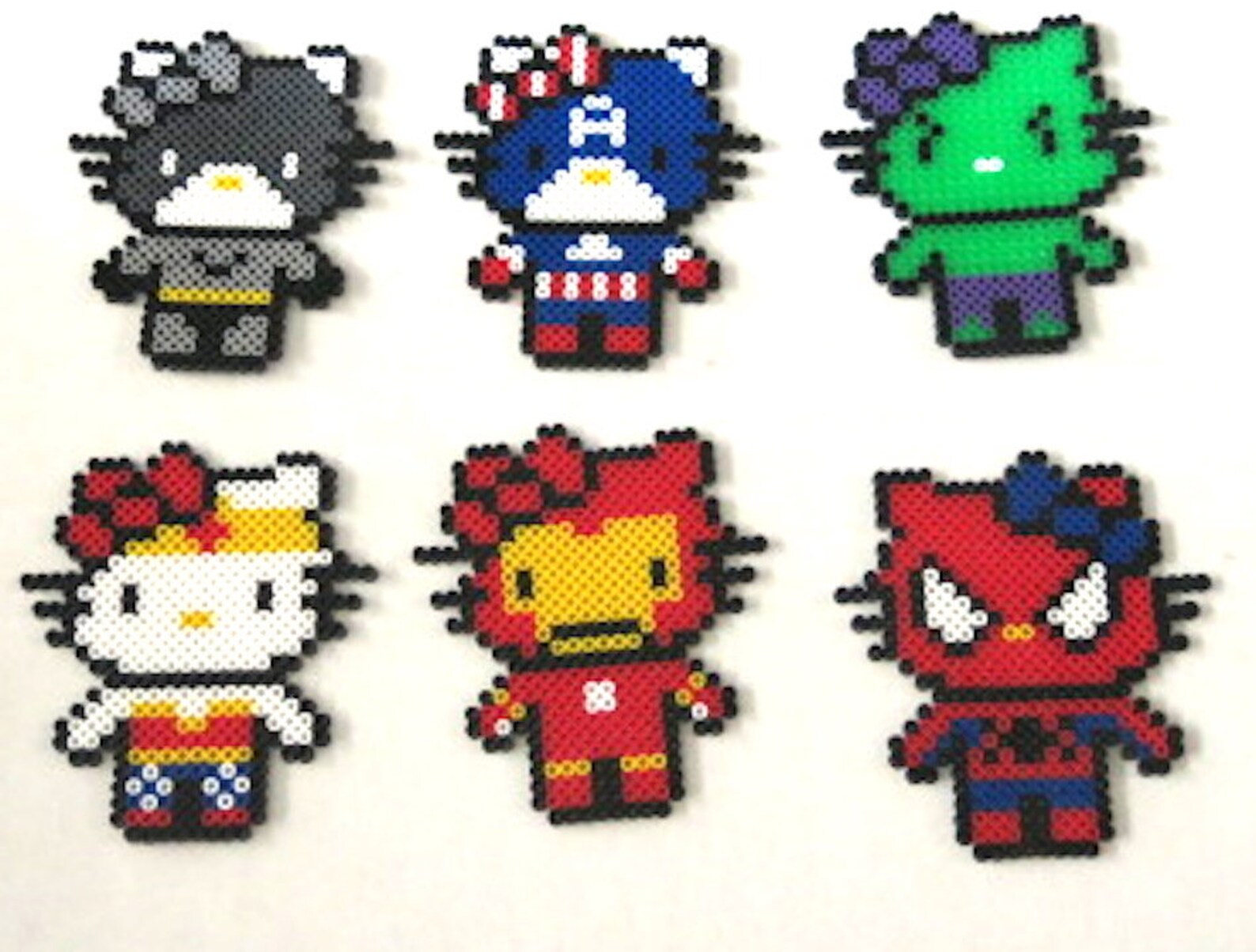 Perler Beads Hello Kitty Superheros Ornaments Etsy