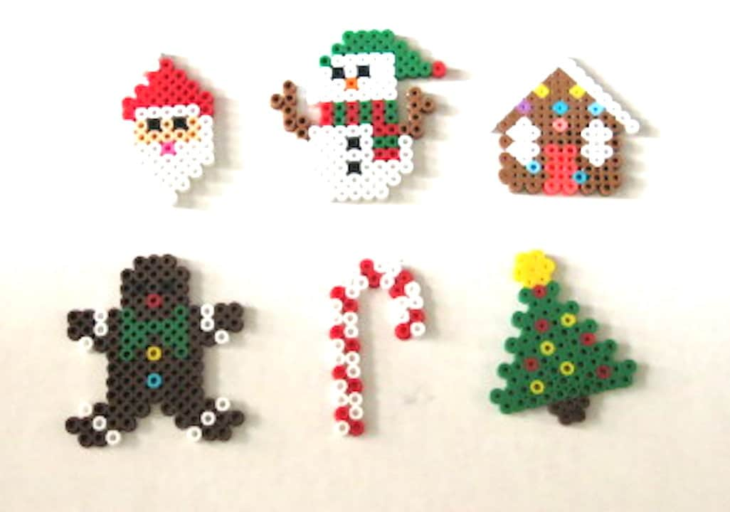 Perler Beads Set of 6 Christmas Magnets 