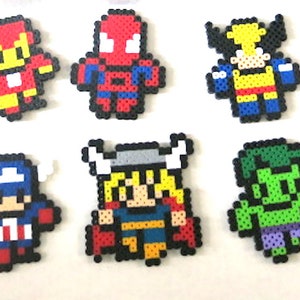 Perler Beads Superheros Avengers Magnets or Keychain