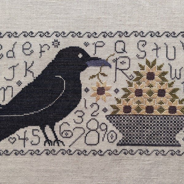 Ravens Flower Bowl Sampler - Sarcy Gurl Designs - Fall - Sunflower Cross Stitch