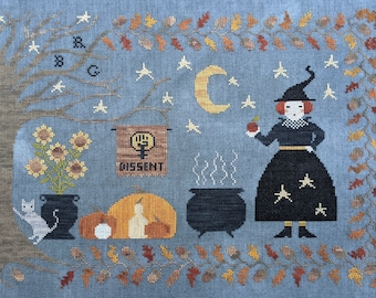 Kruissteekpatroon kleine Sarcy-heks - Halloween-kruissteek - Sarcy Gurl-ontwerpen -