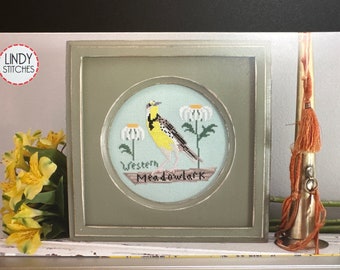 Lindy Stitches - Bird Crush Club - Western Meadowlark with Free Postcard