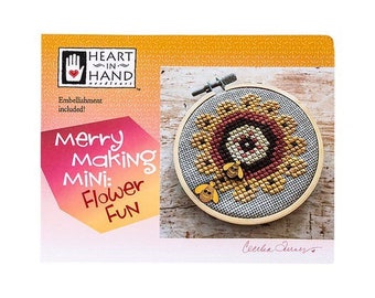 Heart in Hand Needleart - Merry Making Mini: Flower Fun -Embellishment included