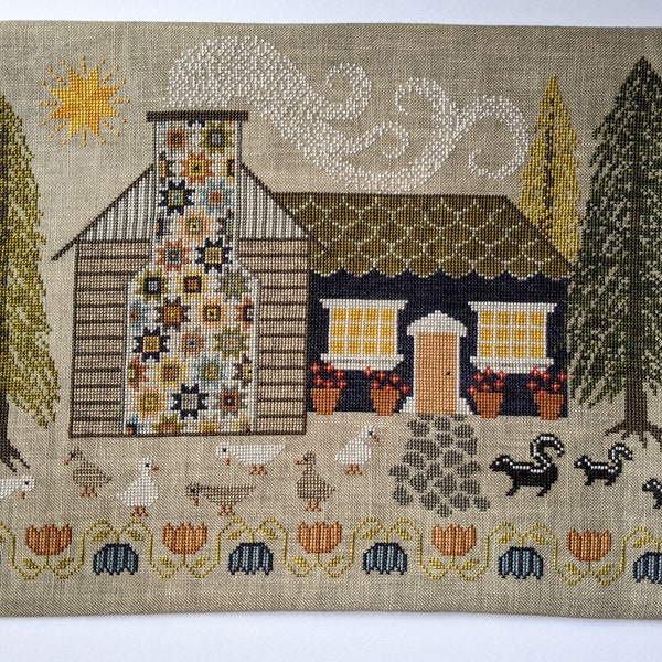 Cabin in the Woods by Sarcy Gurl Designs - Fall Cross Stitch - Quilting Cross Stitch