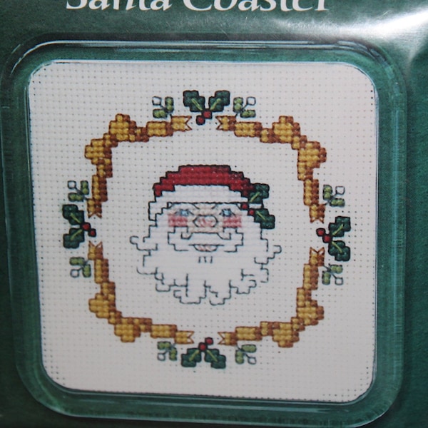 Counted Cross Stitch Coasters - Textile Heritage - Made in Scotland - Santa - Candle - Robin