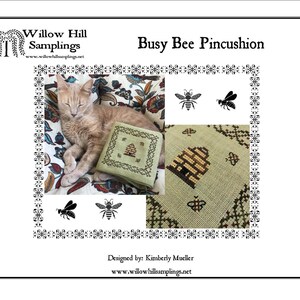 Willow Hill Samplings - Busy Bee Pincushion - PDF Download - Counted Cross Stitch