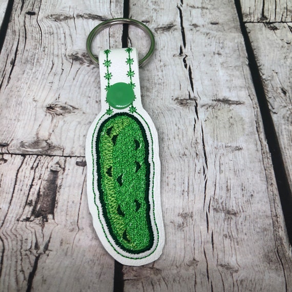 HyfisHouseofCharms Pickle Key Fob, Novelty Gift Ideas, Dill Pickle Gifts, Pickle Keychain, Embroidered Gifts