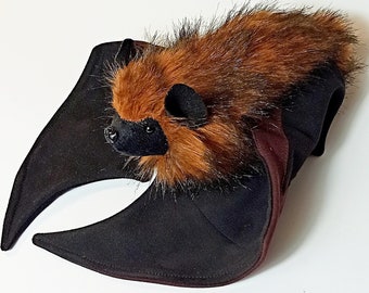 Peluche realista de murciélago marrón grande: animal de peluche de piel sintética