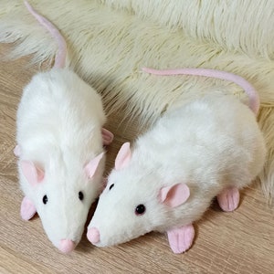 Albino white rat plush, Fur toy, Cute gift