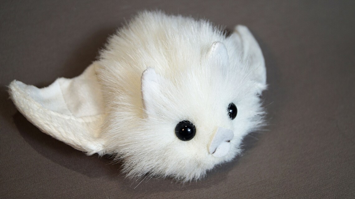 Bat Plush Cute Albino Bat Stuffed Animal Etsy
