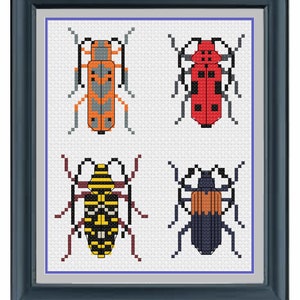 Longhorned beetles insect cross stitch - PDF instant download