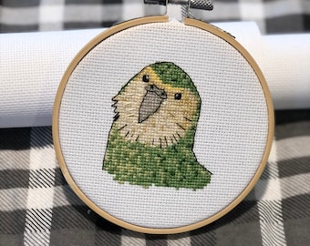 Kreuzstichmuster Kakapo, Neuseeland, Vogel, gefährdetes Tier - PDF sofort-Download