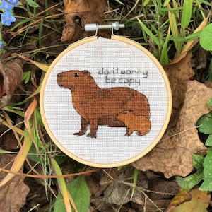 Capybara, mammal, pun, animal cross stitch pattern - PDF instant download