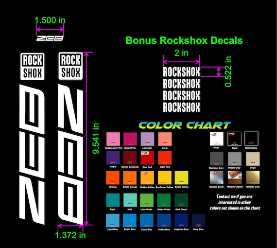 Custom Made Rockshox ZEB Fork Decals Die-cut From High