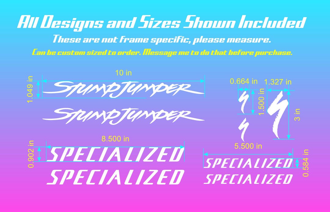 Stumpy Decal V4 Old School Special Stumpy Stump Jumper Styled Bike Frame Decals ...