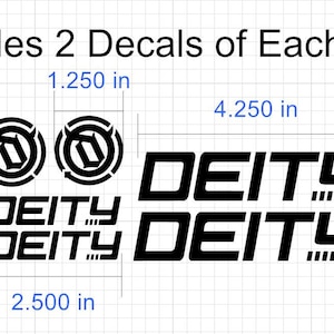Deity Logo Decals Stickers. Frame Fork Shock Wheels Helmet. Lots of colors to choose from! USA Seller.