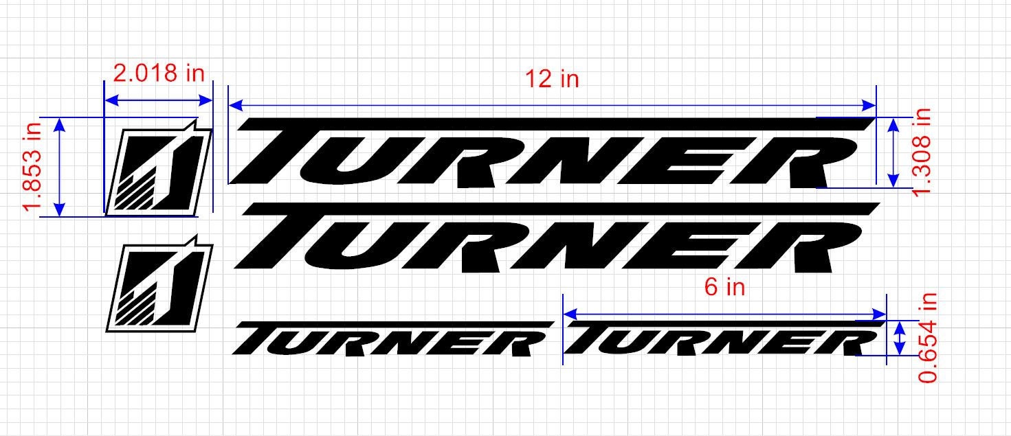 TURNER Stickers Decals Bicycles Bikes Cycles Frames Forks Mountain MTB BMX 58W TURNER Stickers Decals Bicycles Bikes Cycles Frames Forks Mountain MTB BMX 58W