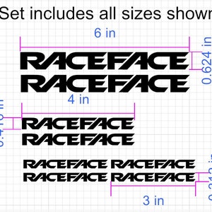 Race Face Logo Decals Stickers. Frame Fork Shock Wheels. Lots of colors to choose from! USA Seller.
